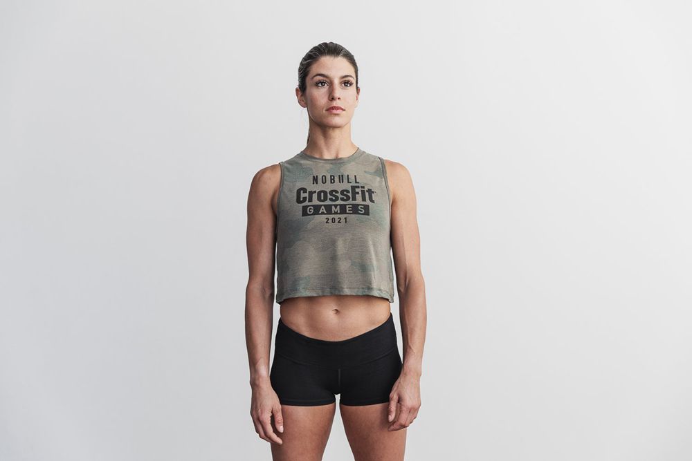 NOBULL Majice Bez Rukava Ženske - Nobull Crossfit Games® 2021 Muscle Zelene Maskirne (965703-GJR)